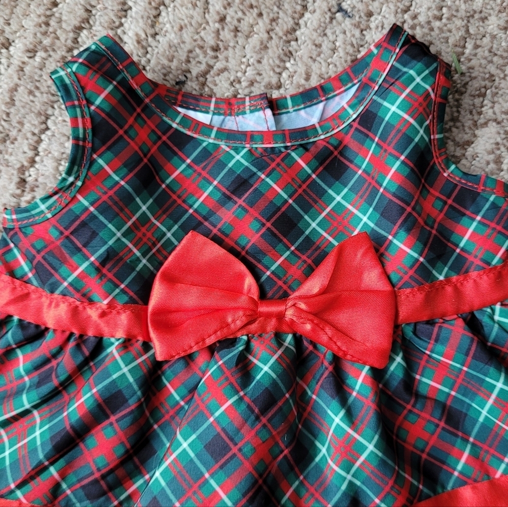 BUILD-A-BEAR RED & GREEN PLAID HOLIDAY DRESS SLEEVELESS BOW RIBBON DETAIL 2022 - Picture 4 of 13